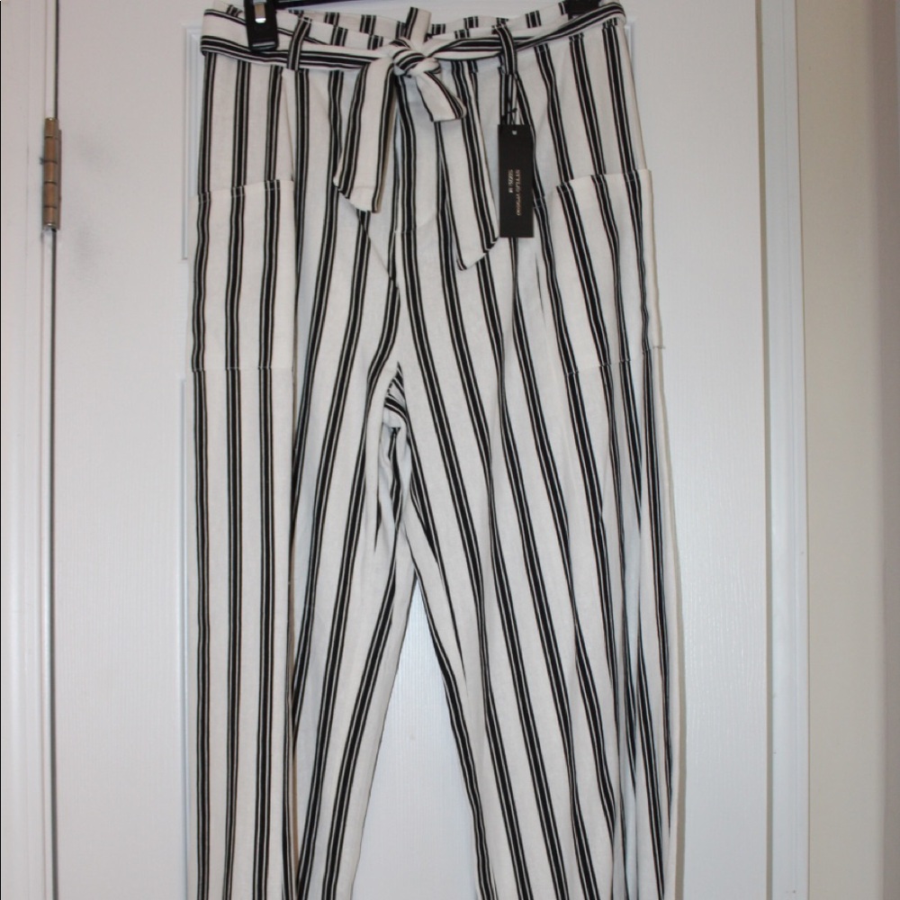 Stripped black and white wide pants New with tag!